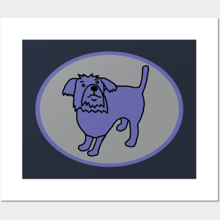 Very Peri Blue Dog on Ultimate Gray Oval Posters and Art